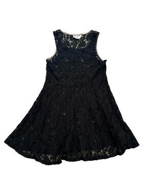 Free People Black Floral Lace Sheer Sleeveless Dress ALine Knee-Length Unlined S